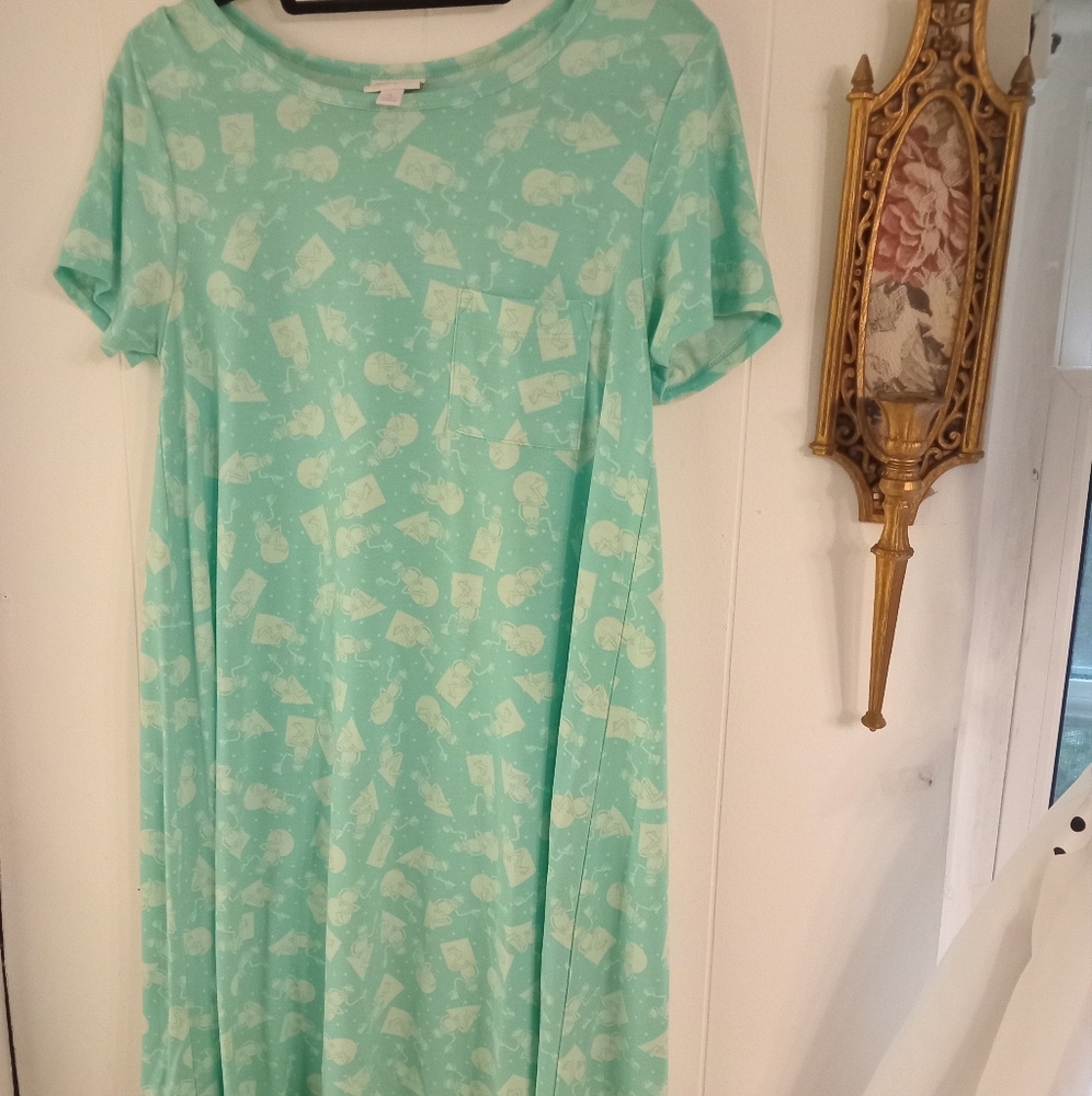 Mint Green Patterned DressSuper FUN Comfy Lularoe Babyblue Dress Kermit the Frog